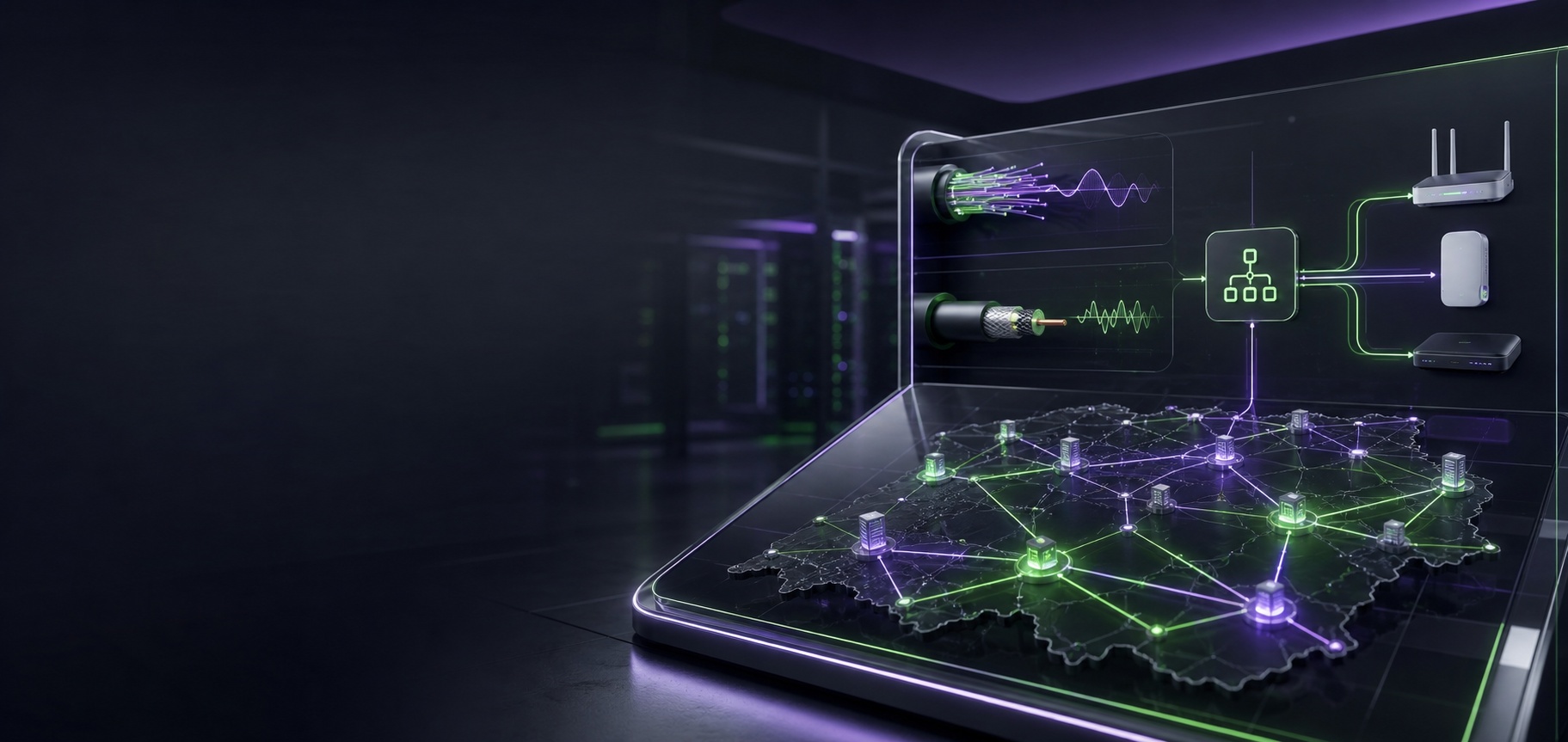 Modern visualization of a telecommunications network and operator software